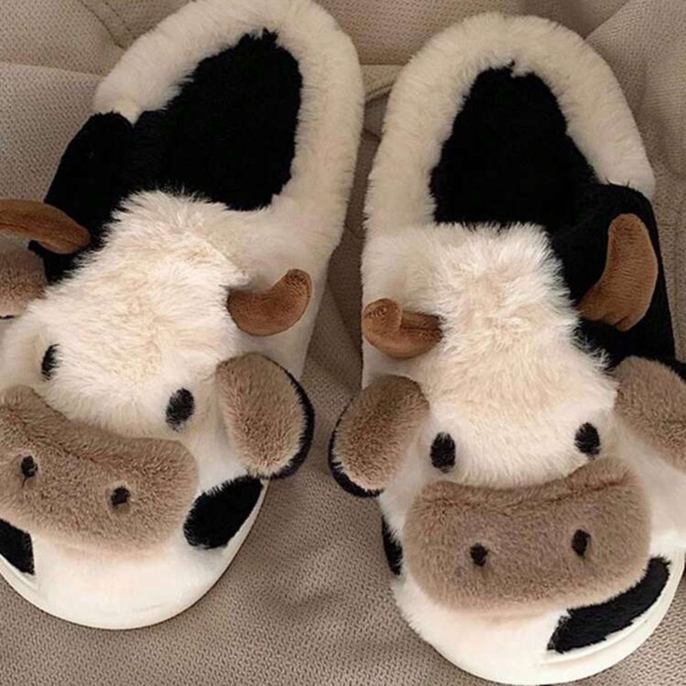 Adorable Cow-Themed Kids One Piece Slippers